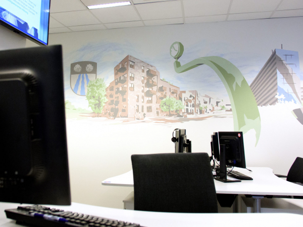 Vægmaleri til kontor